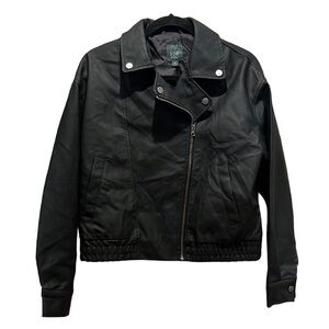 New wild fable Women's Faux Black Leather Moto Jacket Size XS NWT